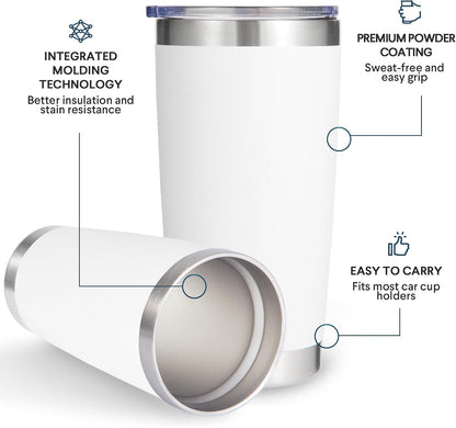 Volhoply 20oz Stainless Steel Tumbler with Lid and Straw,Double Wall Insulated Travel Iced Coffee Mug Fits Cup Holder,Powder Coated Cups for Hot and Cold Drinks,Gifts for Women Men（Purple Bule,1 Set）