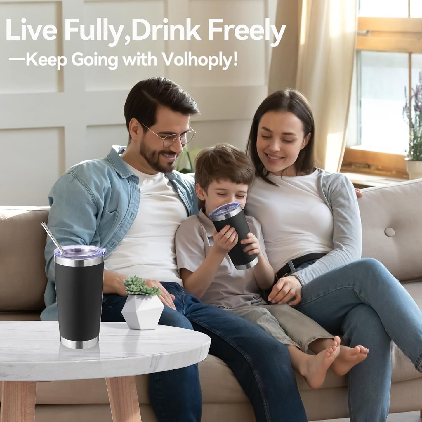 Volhoply 20oz Stainless Steel Tumbler with Lid and Straw,Double Wall Insulated Travel Iced Coffee Mug Fits Cup Holder,Powder Coated Cups for Hot and Cold Drinks,Gifts for Women Men（Purple Bule,1 Set）