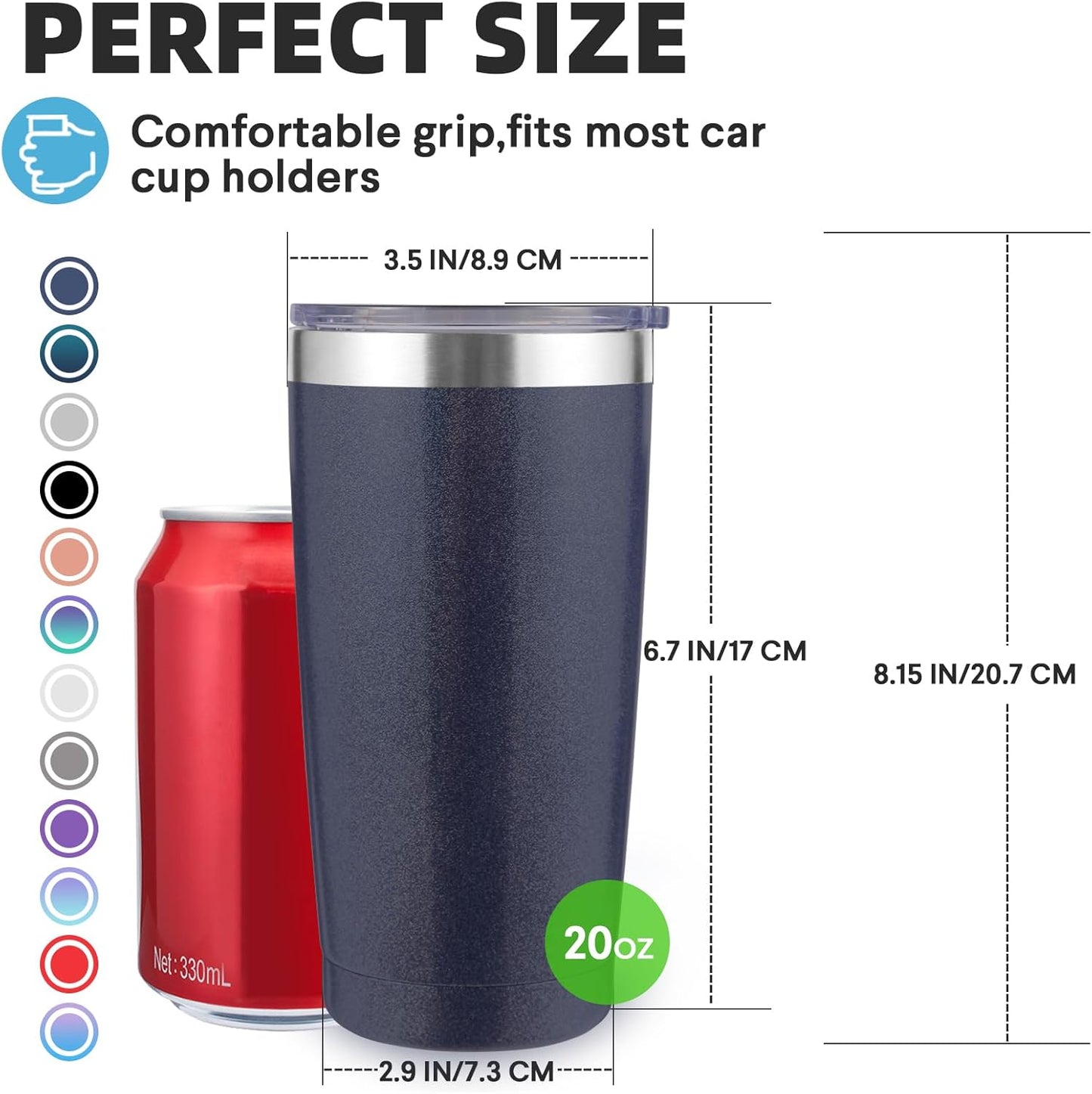 Volhoply 20oz Stainless Steel Tumbler with Lid and Straw,Double Wall Insulated Travel Iced Coffee Mug Fits Cup Holder,Powder Coated Cups for Hot and Cold Drinks,Gifts for Women Men（Purple Bule,1 Set）