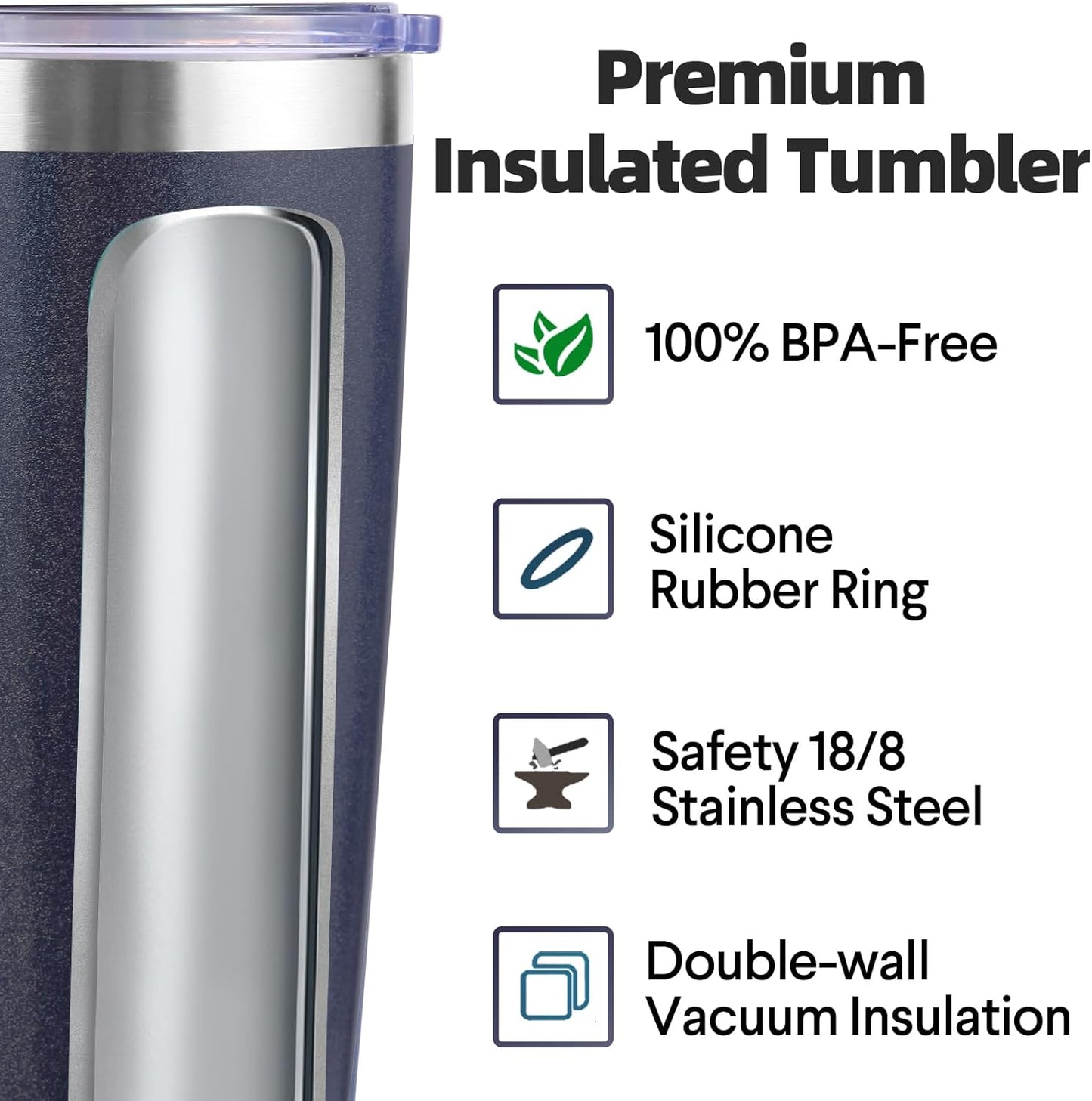 Volhoply 20oz Stainless Steel Tumbler with Lid and Straw,Double Wall Insulated Travel Iced Coffee Mug Fits Cup Holder,Powder Coated Cups for Hot and Cold Drinks,Gifts for Women Men（Purple Bule,1 Set）