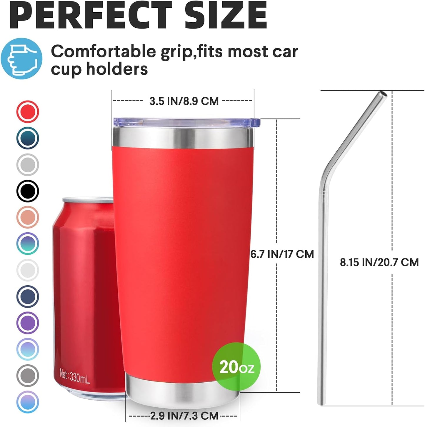 Volhoply 20oz Stainless Steel Tumbler with Lid and Straw,Double Wall Insulated Travel Iced Coffee Mug Fits Cup Holder,Powder Coated Cups for Hot and Cold Drinks,Gifts for Women Men（Purple Bule,1 Set）