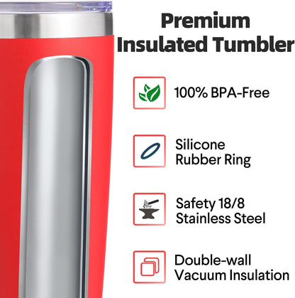 Volhoply 20oz Stainless Steel Tumbler with Lid and Straw,Double Wall Insulated Travel Iced Coffee Mug Fits Cup Holder,Powder Coated Cups for Hot and Cold Drinks,Gifts for Women Men（Purple Bule,1 Set）
