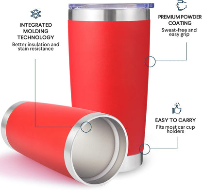 Volhoply 20oz Stainless Steel Tumbler with Lid and Straw,Double Wall Insulated Travel Iced Coffee Mug Fits Cup Holder,Powder Coated Cups for Hot and Cold Drinks,Gifts for Women Men（Purple Bule,1 Set）