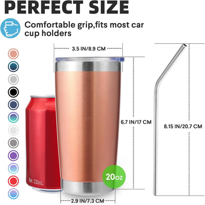 Volhoply 20oz Stainless Steel Tumbler with Lid and Straw,Double Wall Insulated Travel Iced Coffee Mug Fits Cup Holder,Powder Coated Cups for Hot and Cold Drinks,Gifts for Women Men（Purple Bule,1 Set）