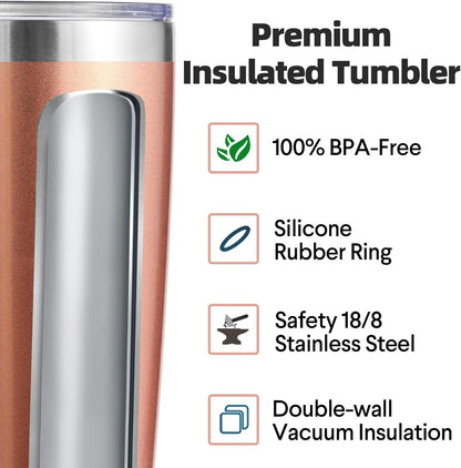 Volhoply 20oz Stainless Steel Tumbler with Lid and Straw,Double Wall Insulated Travel Iced Coffee Mug Fits Cup Holder,Powder Coated Cups for Hot and Cold Drinks,Gifts for Women Men（Purple Bule,1 Set）