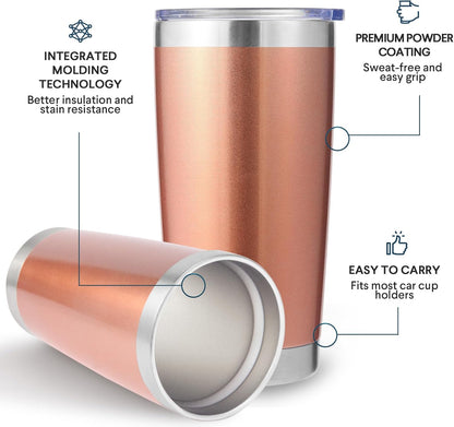 Volhoply 20oz Stainless Steel Tumbler with Lid and Straw,Double Wall Insulated Travel Iced Coffee Mug Fits Cup Holder,Powder Coated Cups for Hot and Cold Drinks,Gifts for Women Men（Purple Bule,1 Set）