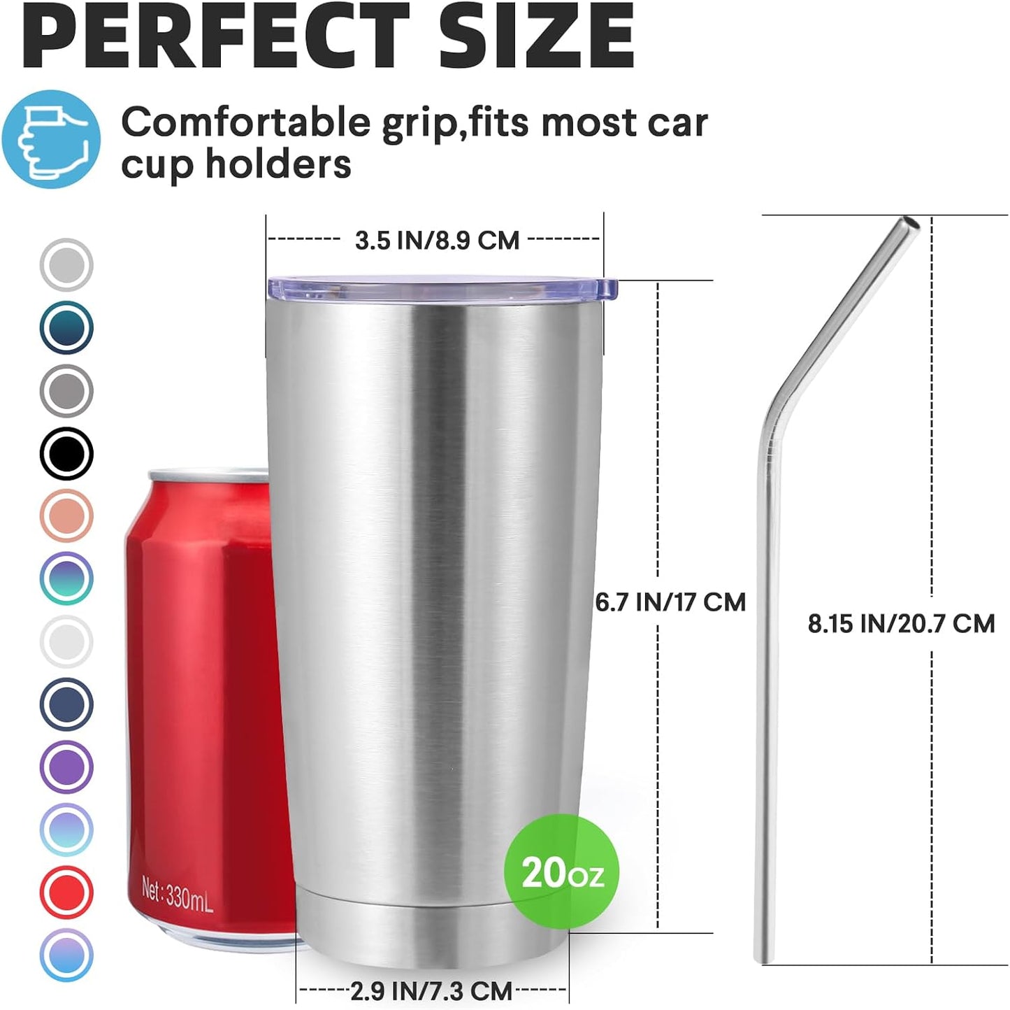 Volhoply 20oz Stainless Steel Tumbler with Lid and Straw,Double Wall Insulated Travel Iced Coffee Mug Fits Cup Holder,Powder Coated Cups for Hot and Cold Drinks,Gifts for Women Men（Purple Bule,1 Set）