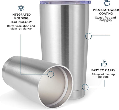 Volhoply 20oz Stainless Steel Tumbler with Lid and Straw,Double Wall Insulated Travel Iced Coffee Mug Fits Cup Holder,Powder Coated Cups for Hot and Cold Drinks,Gifts for Women Men（Purple Bule,1 Set）
