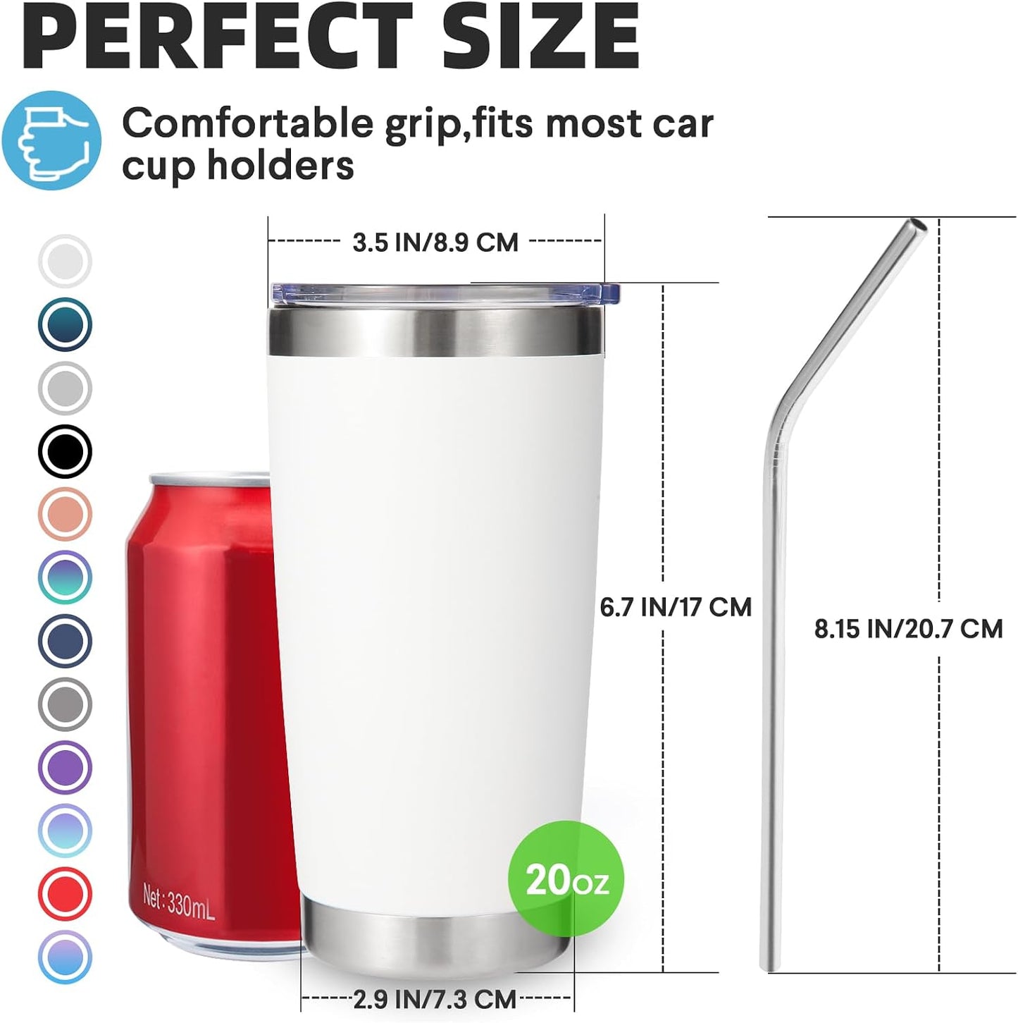 Volhoply 20oz Stainless Steel Tumbler with Lid and Straw,Double Wall Insulated Travel Iced Coffee Mug Fits Cup Holder,Powder Coated Cups for Hot and Cold Drinks,Gifts for Women Men（Purple Bule,1 Set）