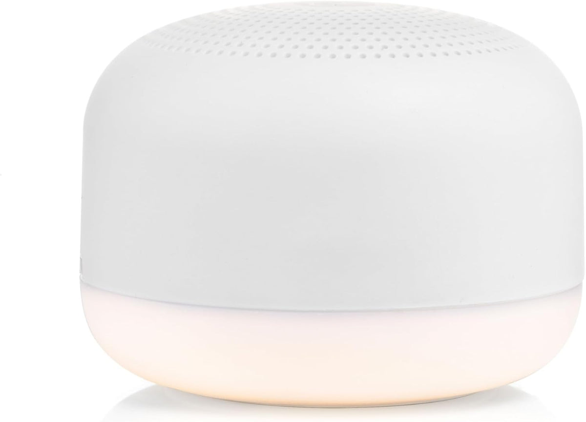 Travel Mini Portable White Noise Sound Machine, 6 Soothing Sounds, Volume Control, Dimmable Night Light, Sleep Therapy for Adults & Baby, USB Rechargeable, Lanyard Included