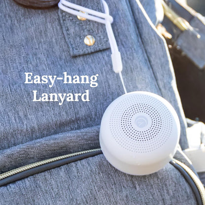 Travel Mini Portable White Noise Sound Machine, 6 Soothing Sounds, Volume Control, Dimmable Night Light, Sleep Therapy for Adults & Baby, USB Rechargeable, Lanyard Included