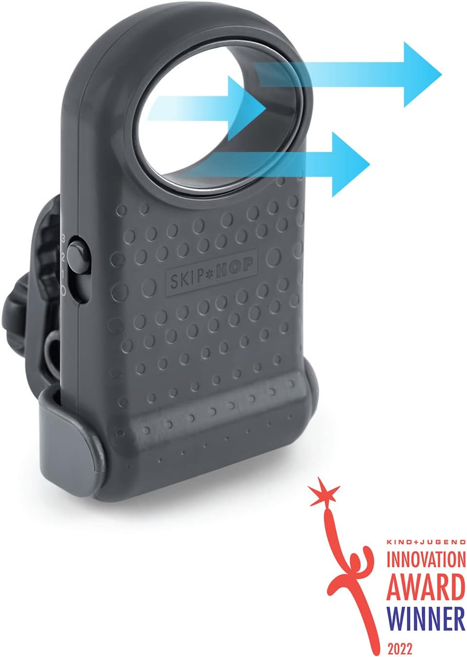 Portable Bladeless Stroller Fan, Adjustable 3 Speeds, Stroll & Connect, Grey