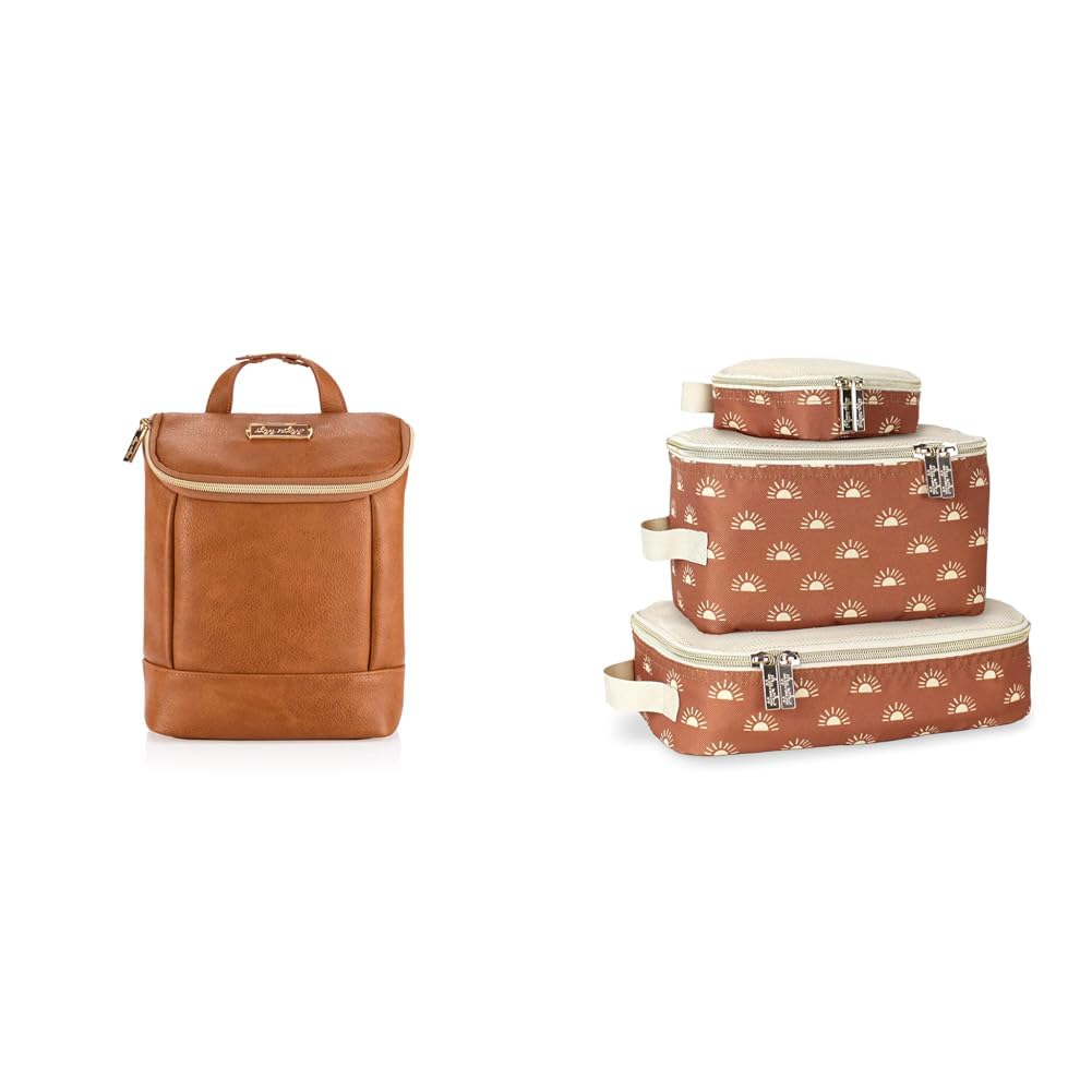 Insulated Bottle Bag – Keeps Bottles Warm or Cool - Holds 3 Bottles & Feat & Packing Cubes – Set of 3 Packing Cubes or Travel Organizers; Each Cube Features a Mesh Top