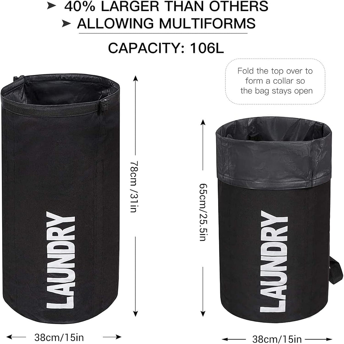 Backpack Laundry Bag for College, Collapsible Hampers for Laundry