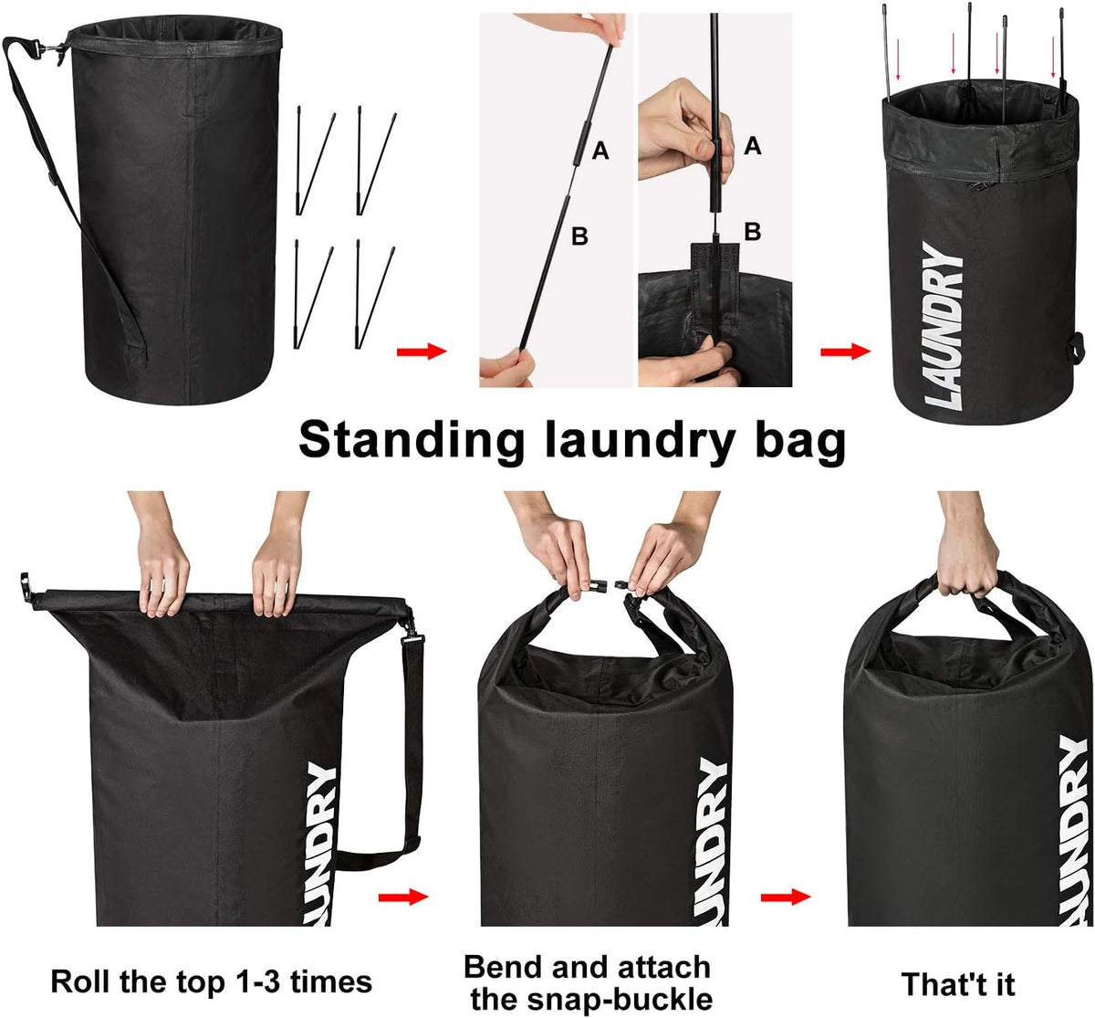 Backpack Laundry Bag for College, Collapsible Hampers for Laundry