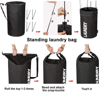 Backpack Laundry Bag for College, Collapsible Hampers for Laundry