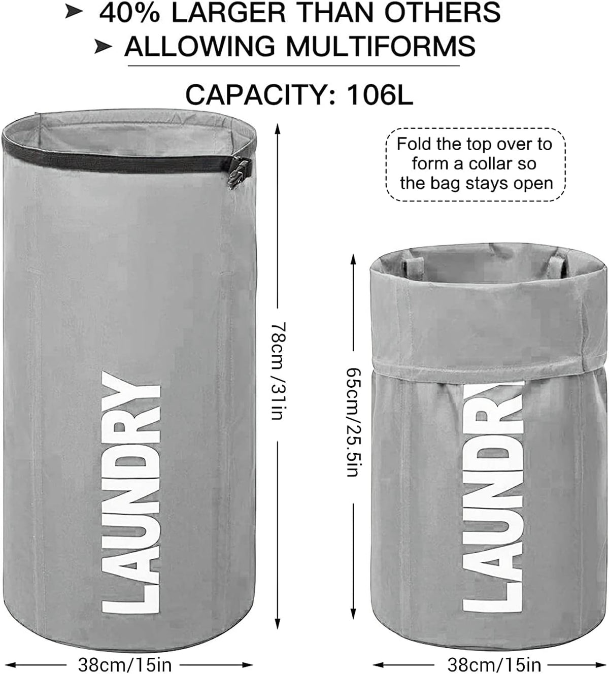 Backpack Laundry Bag for College, Collapsible Hampers for Laundry