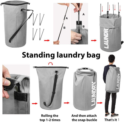 Backpack Laundry Bag for College, Collapsible Hampers for Laundry