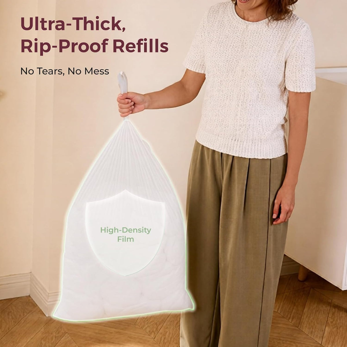 13 Gallon Drawstring Diaper Pail Bags, 45 Count, Ultra Thick