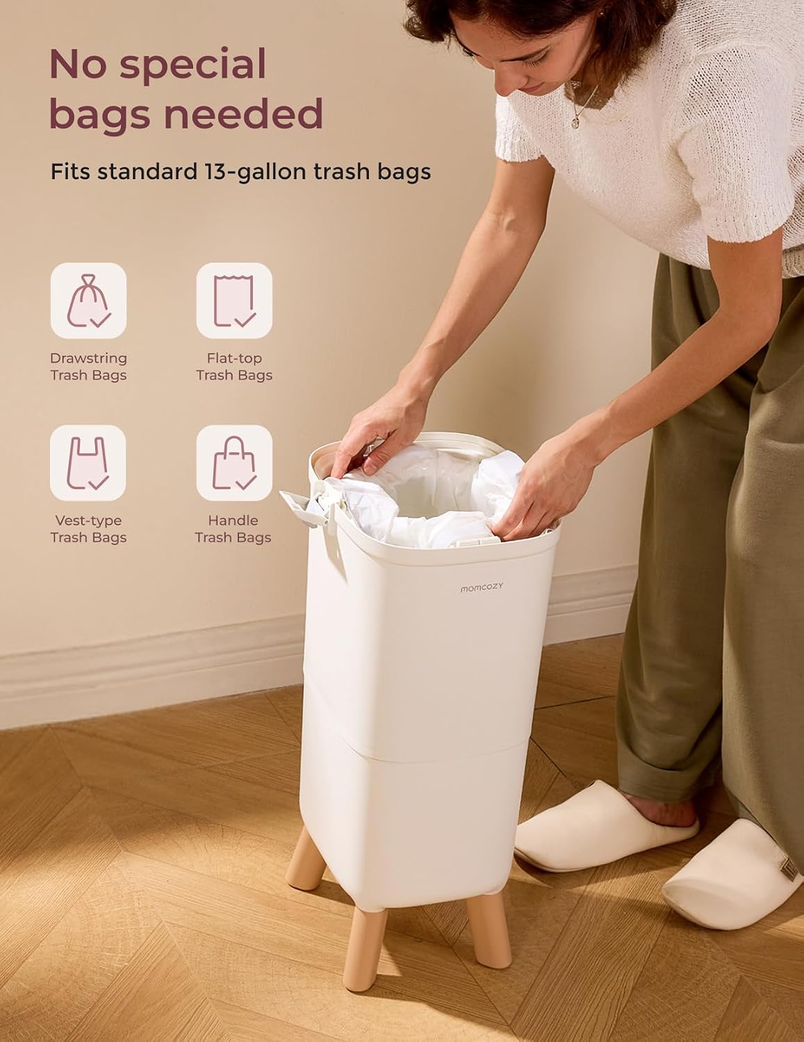 13 Gallon Drawstring Diaper Pail Bags, 45 Count, Ultra Thick
