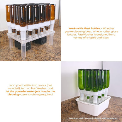 FastWasher 12 Beer Bottle Washer and Wine Bottle Cleaner | BOTTLES & RACKS NOT INCLUDED | General Purpose Rinser | Cleaner and Sanitizer System, Easy to Assemble