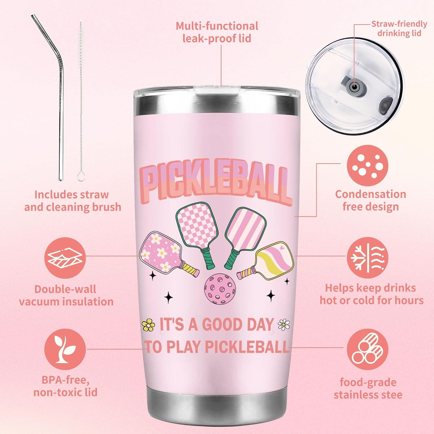 Tennis Gifts for Women Men, Funny Sport Accessories Gift, Includes 20 oz Tumbler Keychain Sock, Birthday Christmas Team Present for Tennis Lovers Players