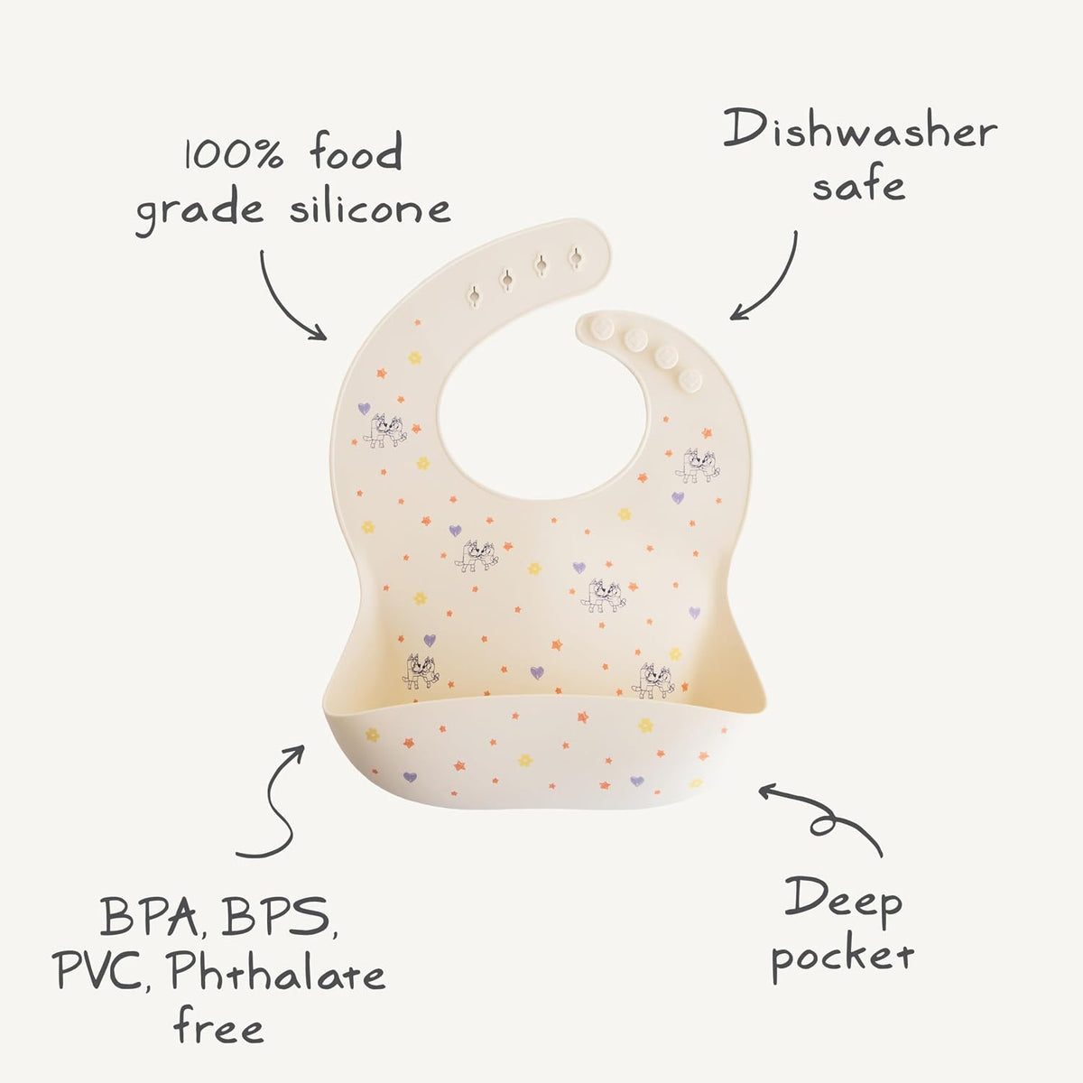 Silicone Baby Bib | Adjustable Fit Waterproof Bibs (Whales) - Colors B