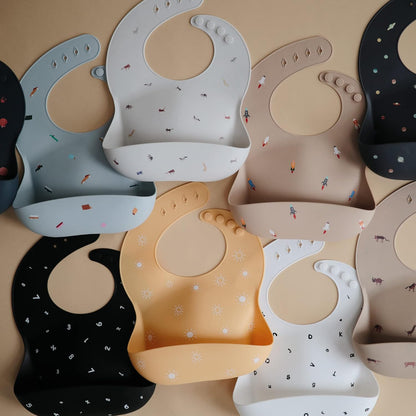 Silicone Baby Bib | Adjustable Fit Waterproof Bibs (Whales) - Colors B