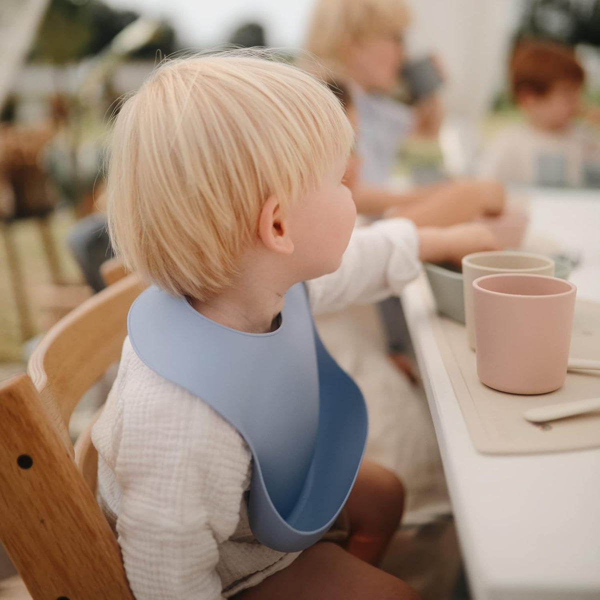 Silicone Baby Bib | Adjustable Fit Waterproof Bibs (Whales) - Colors B