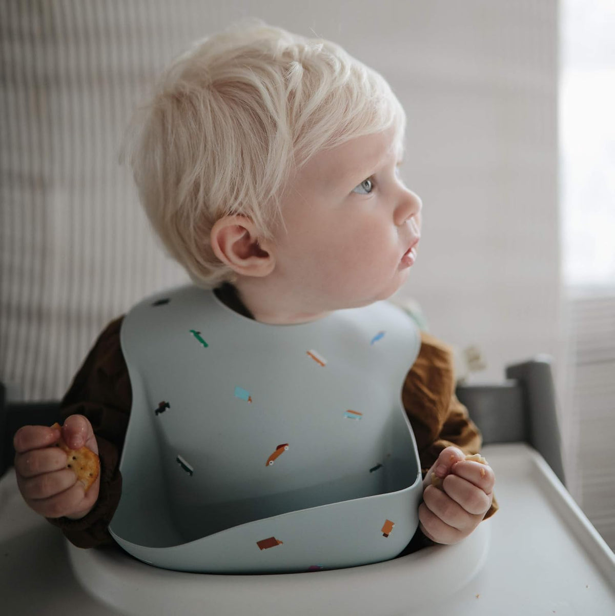 Silicone Baby Bib | Adjustable Fit Waterproof Bibs (Whales) - Colors B