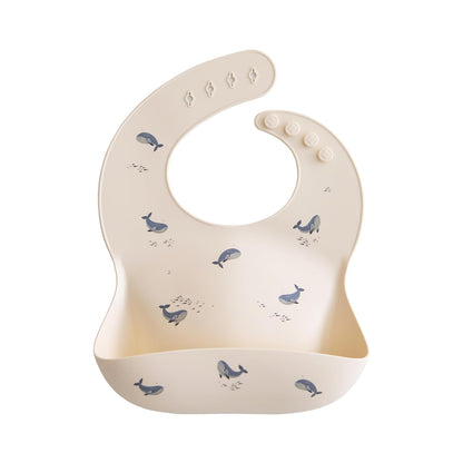 Silicone Baby Bib | Adjustable Fit Waterproof Bibs (Whales) - Colors B