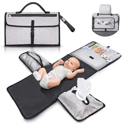 Portable Diaper Changing Pad for Newborn Girl & Boy Baby with Detachable Wipes Pockets &- Fully Padded & Waterproof Travel Changing kit for Baby