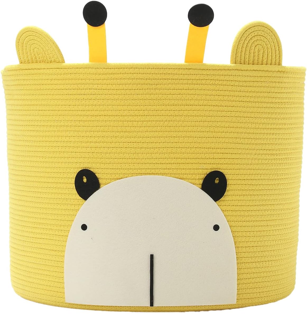 18x15 Inch Large Bear Basket, Open Cotton Rope Animal Storage Bin for Kids Bedroom Playroom, Handwoven Teddy Bear Decor, White