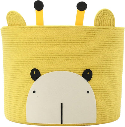 18x15 Inch Large Bear Basket, Open Cotton Rope Animal Storage Bin for Kids Bedroom Playroom, Handwoven Teddy Bear Decor, White