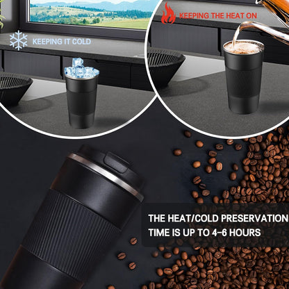 18oz Mug with Ceramic Coating Inside, Insulated Coffee Mug with Lid, Leak Proof Coffee Travel Mug, Travel Coffee Mug Fits in Car Cup Holder