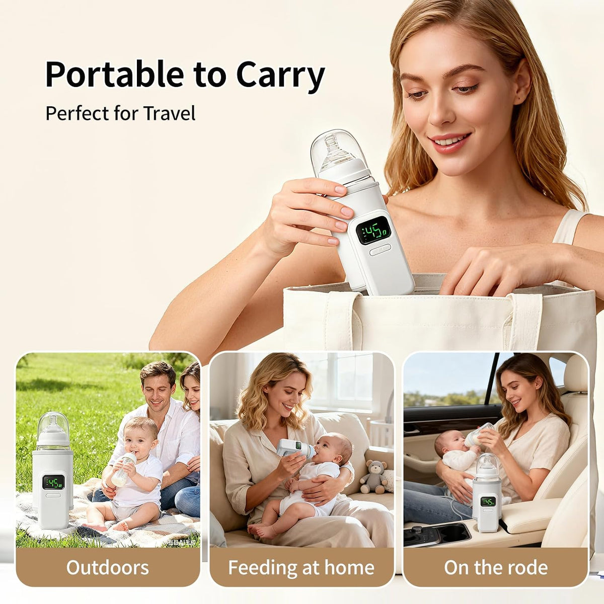Portable Bottle Warmer, Rechargeable 5000 mAh Battery,Digital Display