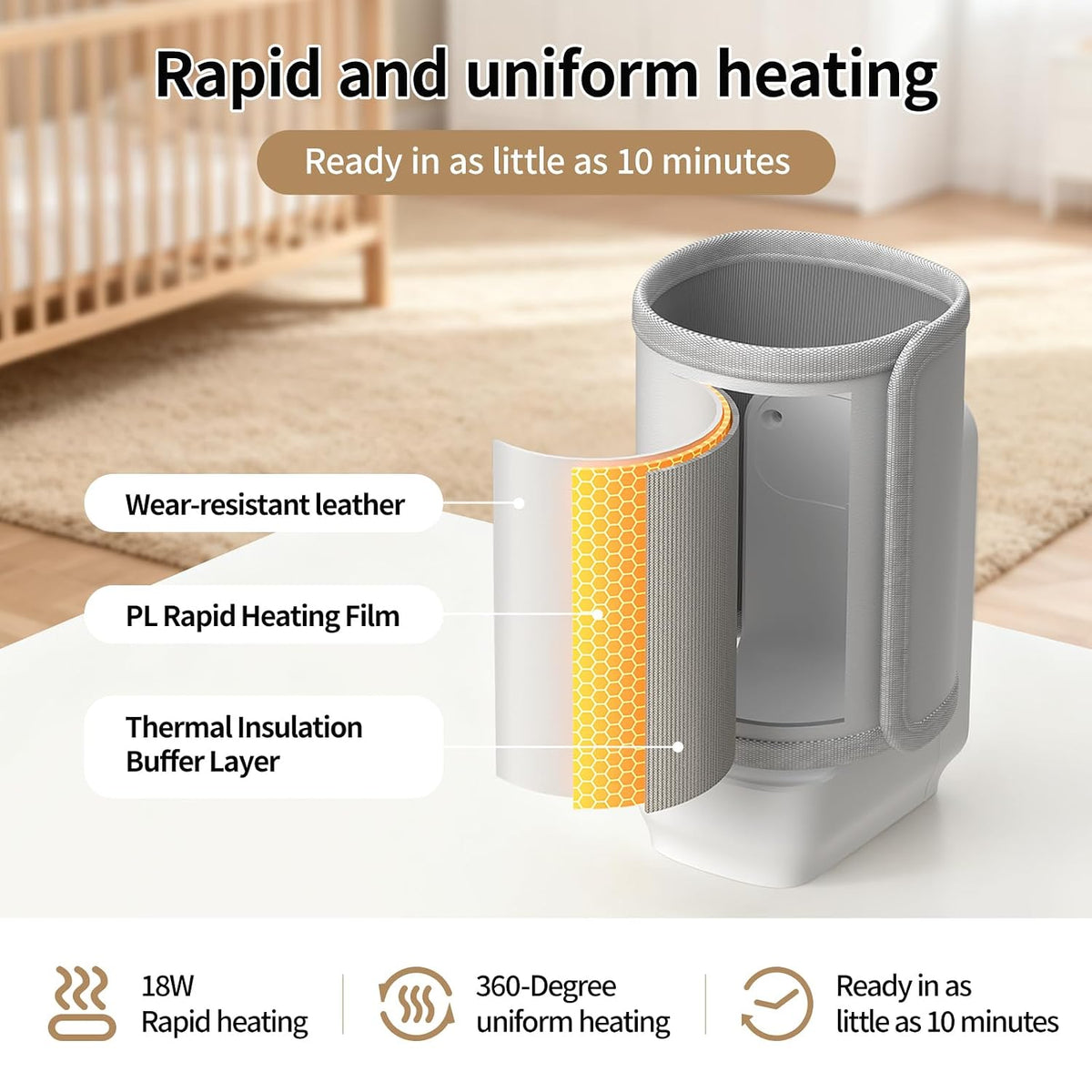 Portable Bottle Warmer, Rechargeable 5000 mAh Battery,Digital Display
