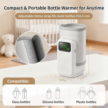 Portable Bottle Warmer, Rechargeable 5000 mAh Battery,Digital Display