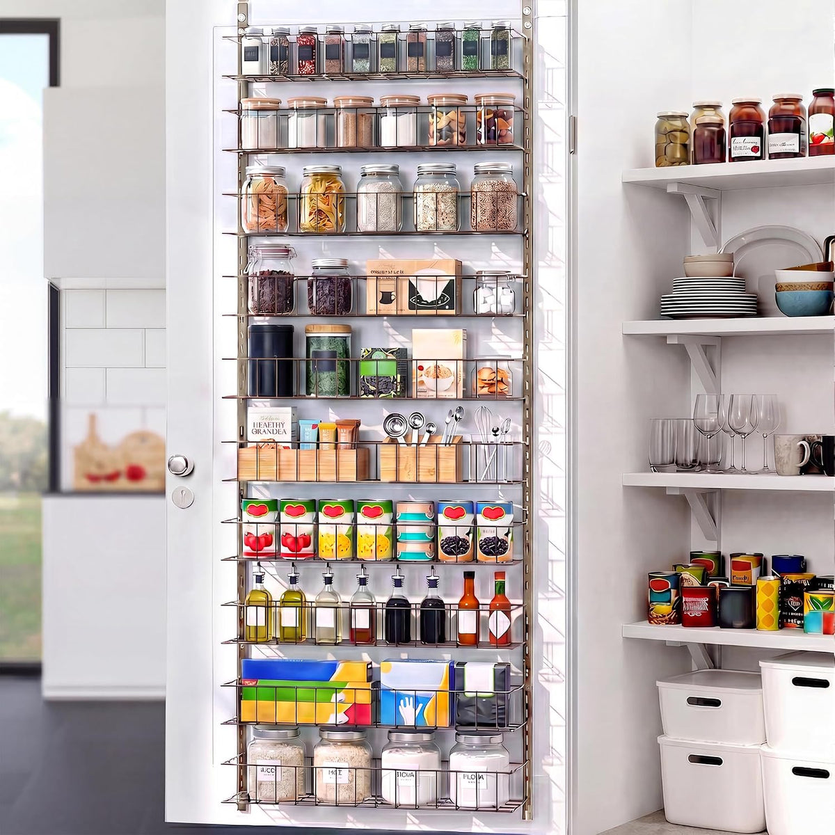 8-Tier Pantry Door Organizer, Black
