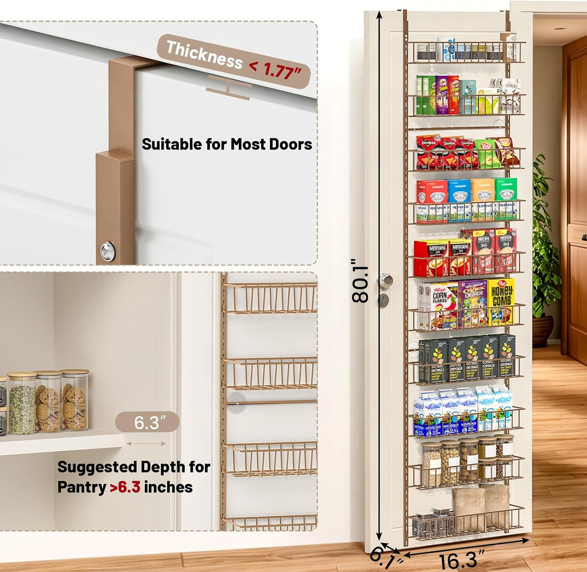 8-Tier Pantry Door Organizer, Black