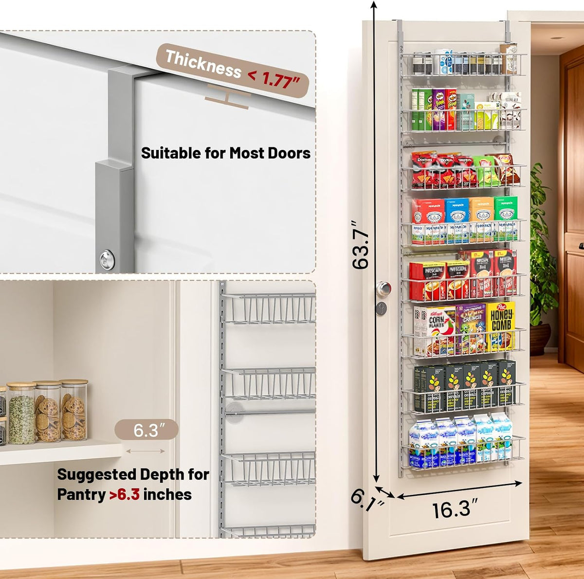 8-Tier Pantry Door Organizer, Black