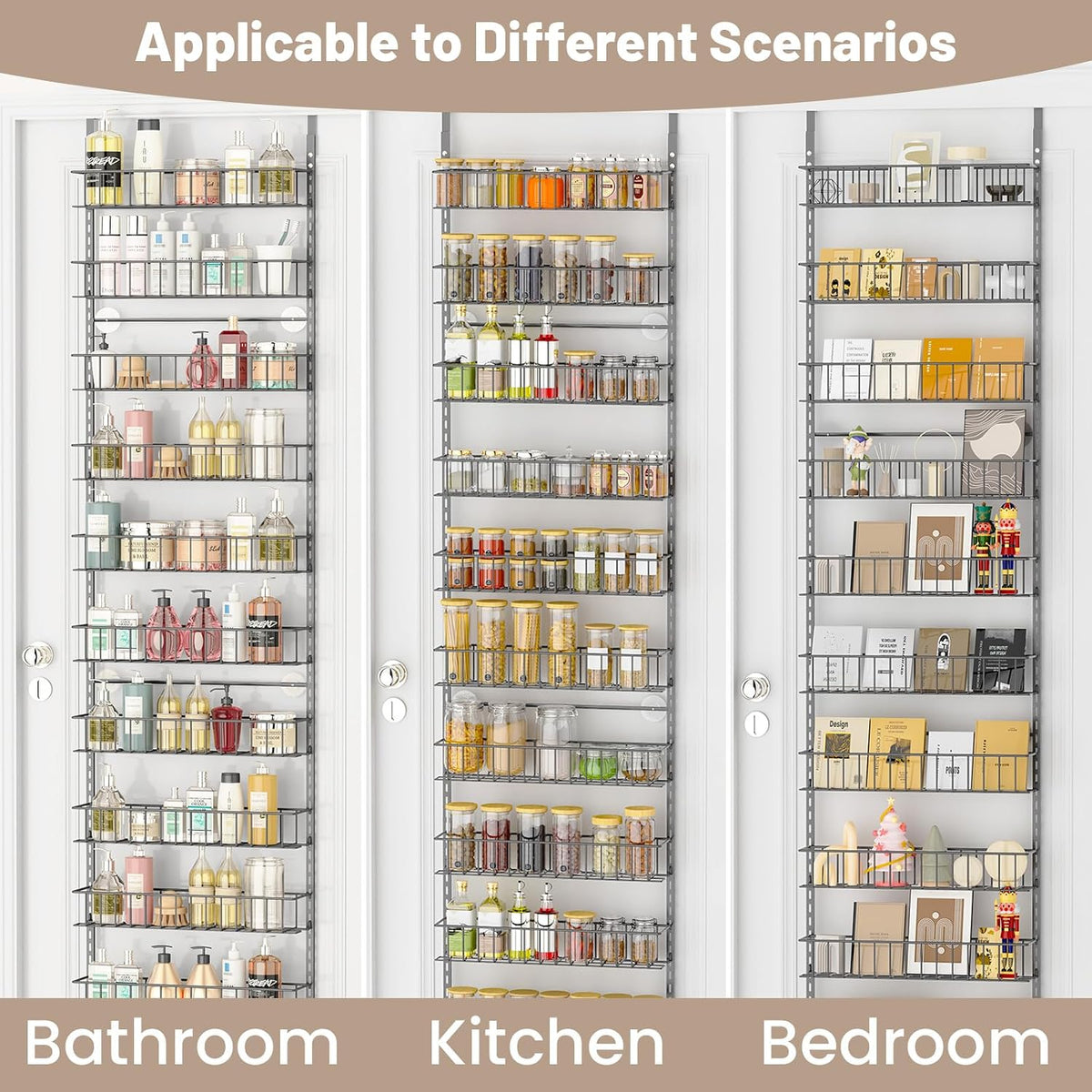 8-Tier Pantry Door Organizer, Black