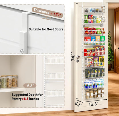 8-Tier Pantry Door Organizer, Black