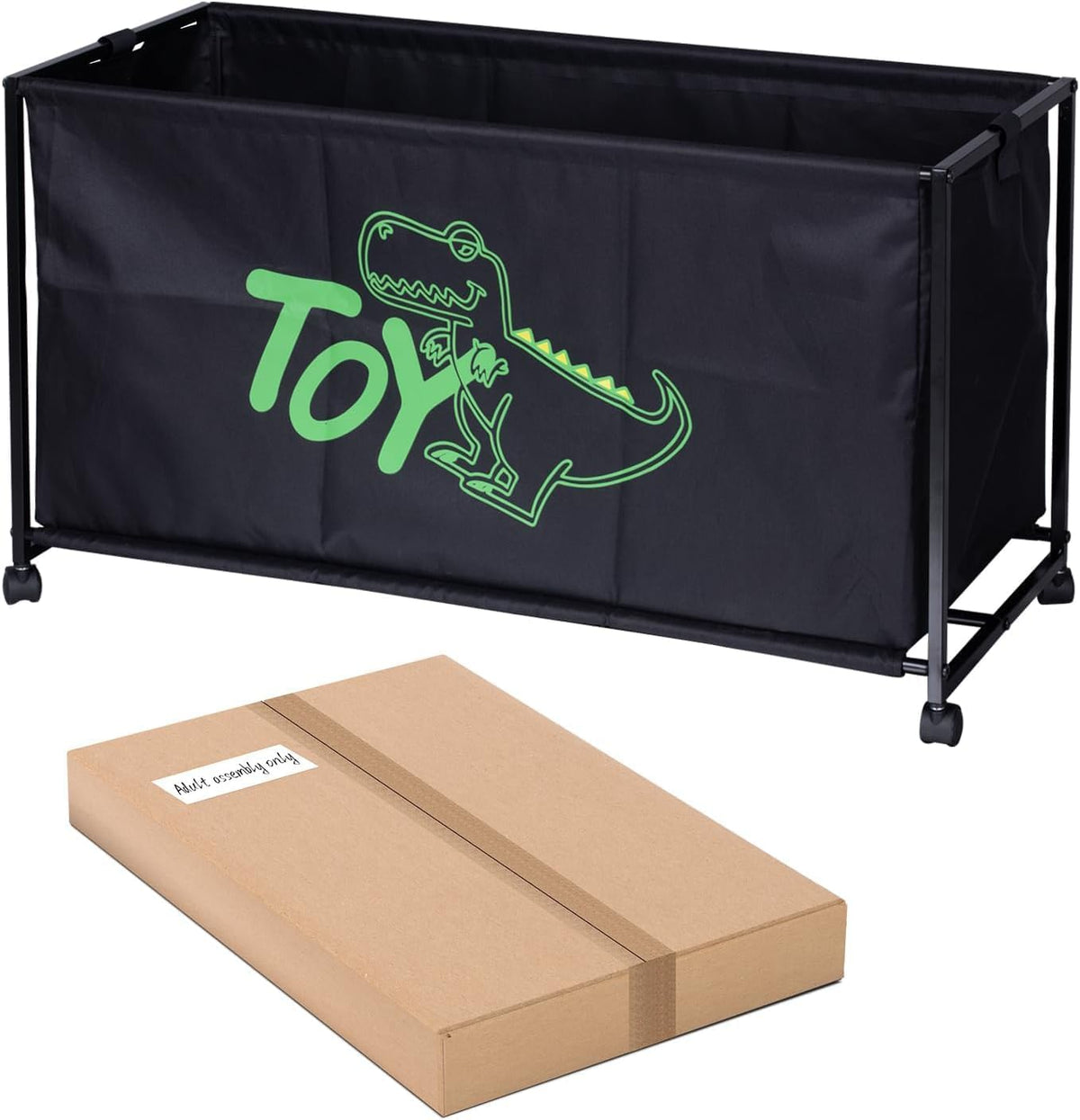 Large Toy Box with Wheels Big Toy Chest for Kids Organizer Toy Storage Bin, 124L, Black