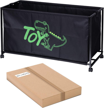 Large Toy Box with Wheels Big Toy Chest for Kids Organizer Toy Storage Bin, 124L, Black