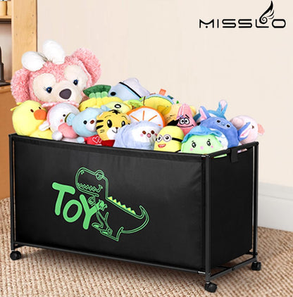 Large Toy Box with Wheels Big Toy Chest for Kids Organizer Toy Storage Bin, 124L, Black