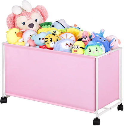 Large Toy Box with Wheels Big Toy Chest for Kids Organizer Toy Storage Bin, 124L, Black
