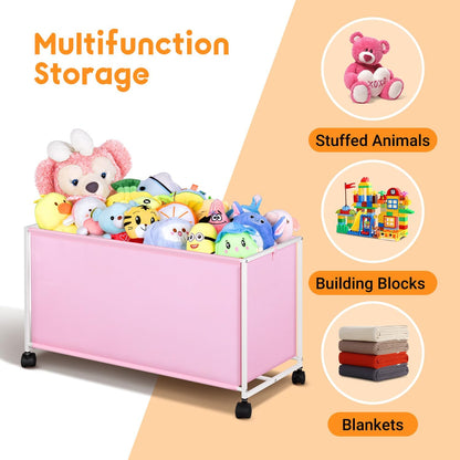 Large Toy Box with Wheels Big Toy Chest for Kids Organizer Toy Storage Bin, 124L, Black
