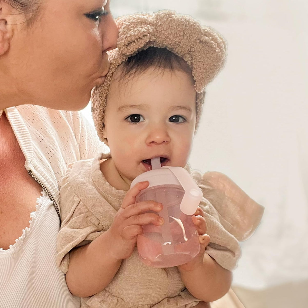 Baby Straw Cup & Suction Plates Set | 2-Pack 5oz Silicone Toddler Sippy Cups with Straw Lid | BPA-Free Drop-Proof Baby Cups + 3-Pack Silicone Divided Plates with Lids | Microwave & Dishwasher