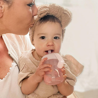 Baby Straw Cup & Suction Plates Set | 2-Pack 5oz Silicone Toddler Sippy Cups with Straw Lid | BPA-Free Drop-Proof Baby Cups + 3-Pack Silicone Divided Plates with Lids | Microwave & Dishwasher